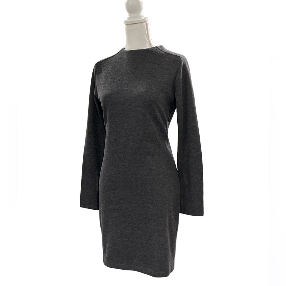 Zara W&B Collection Gray Knit Stretch Sweater Long Sleeve Shift Dress